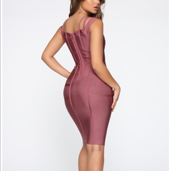 New Fashion Nova Lansa Bandage Dress - Dark Mauve - Picture 6 of 9